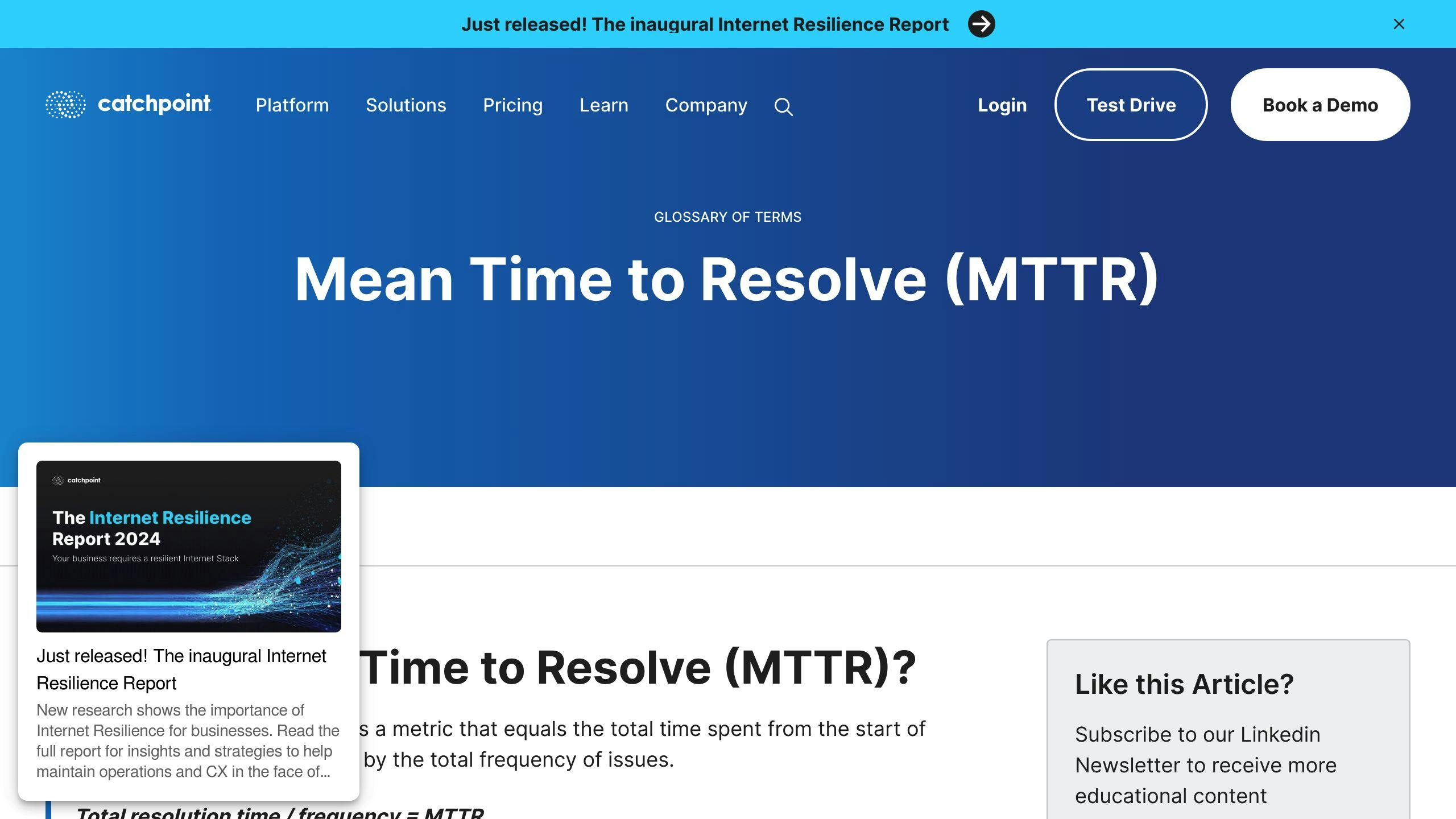 Mean Time to Resolve
