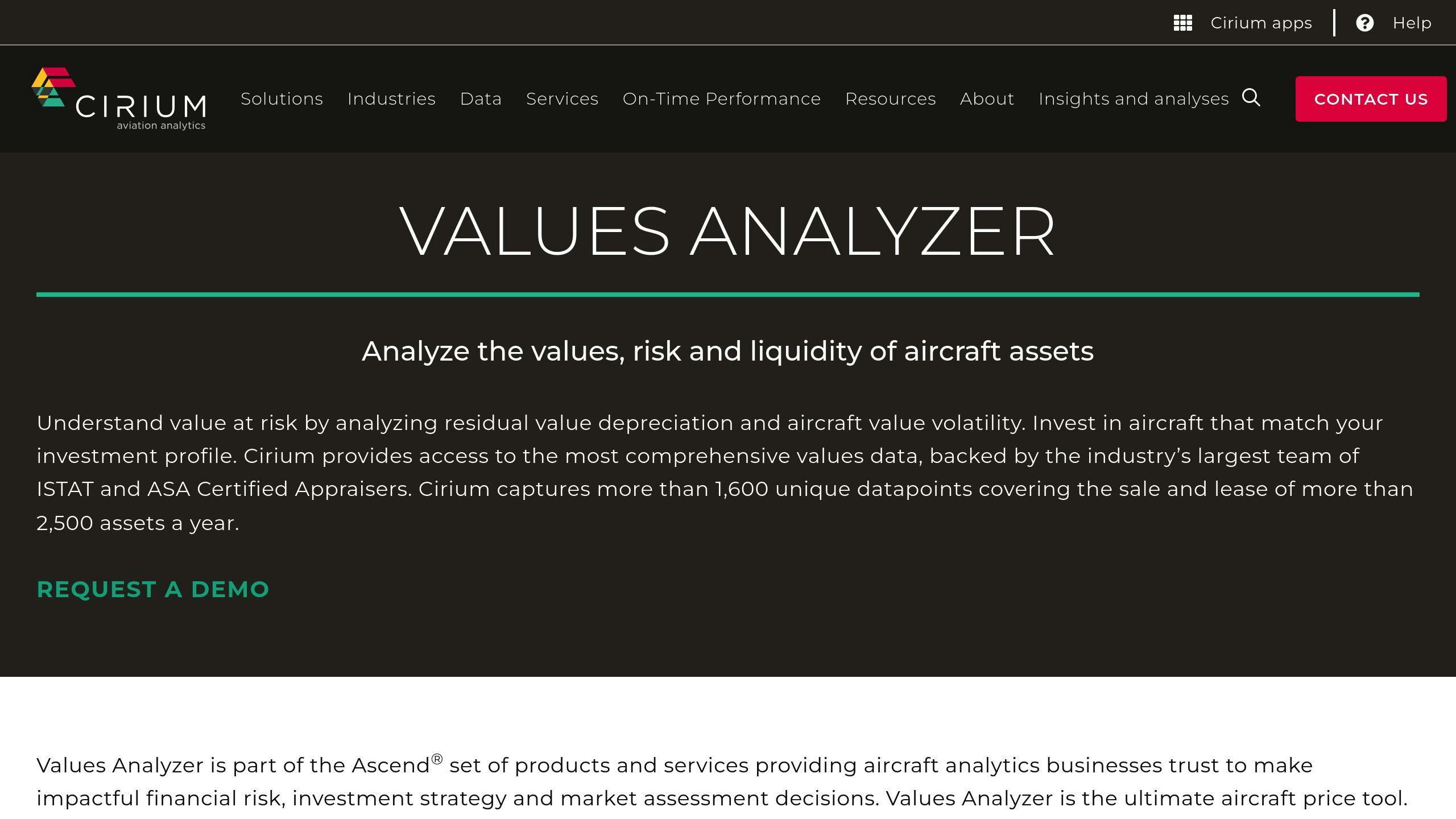 Cirium Values Analyzer