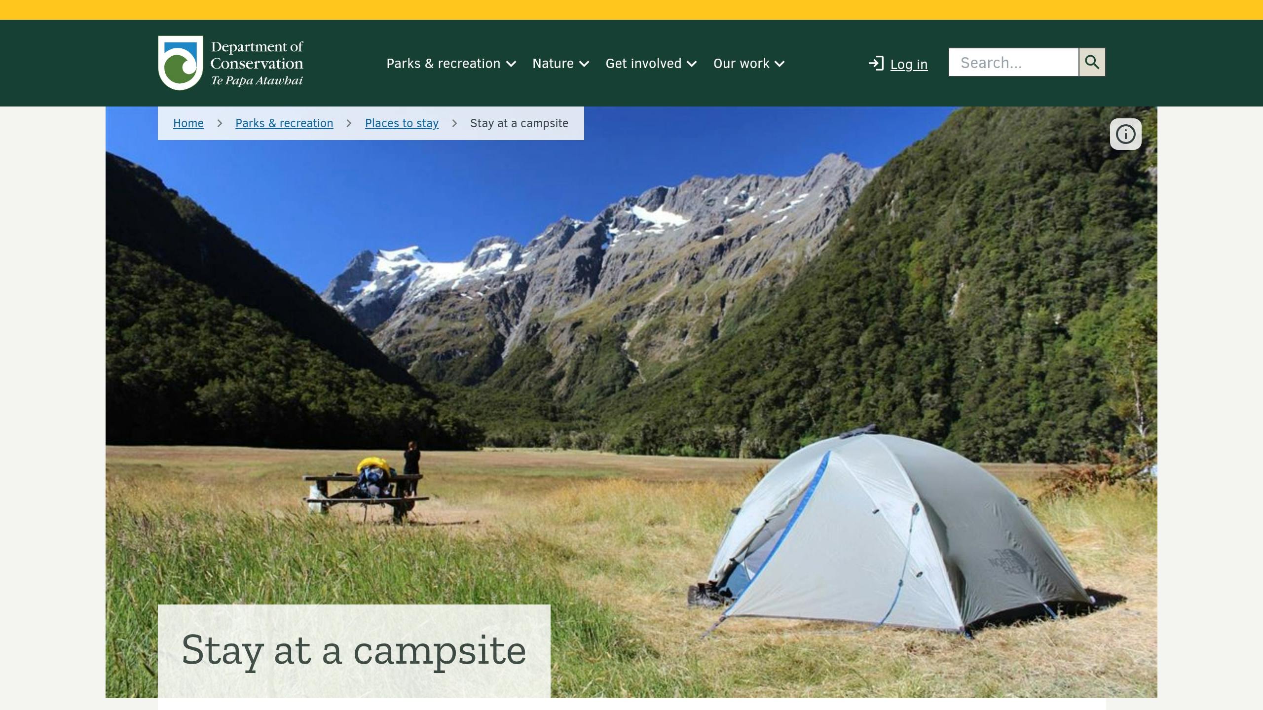 NZ DOC Campsite Finder