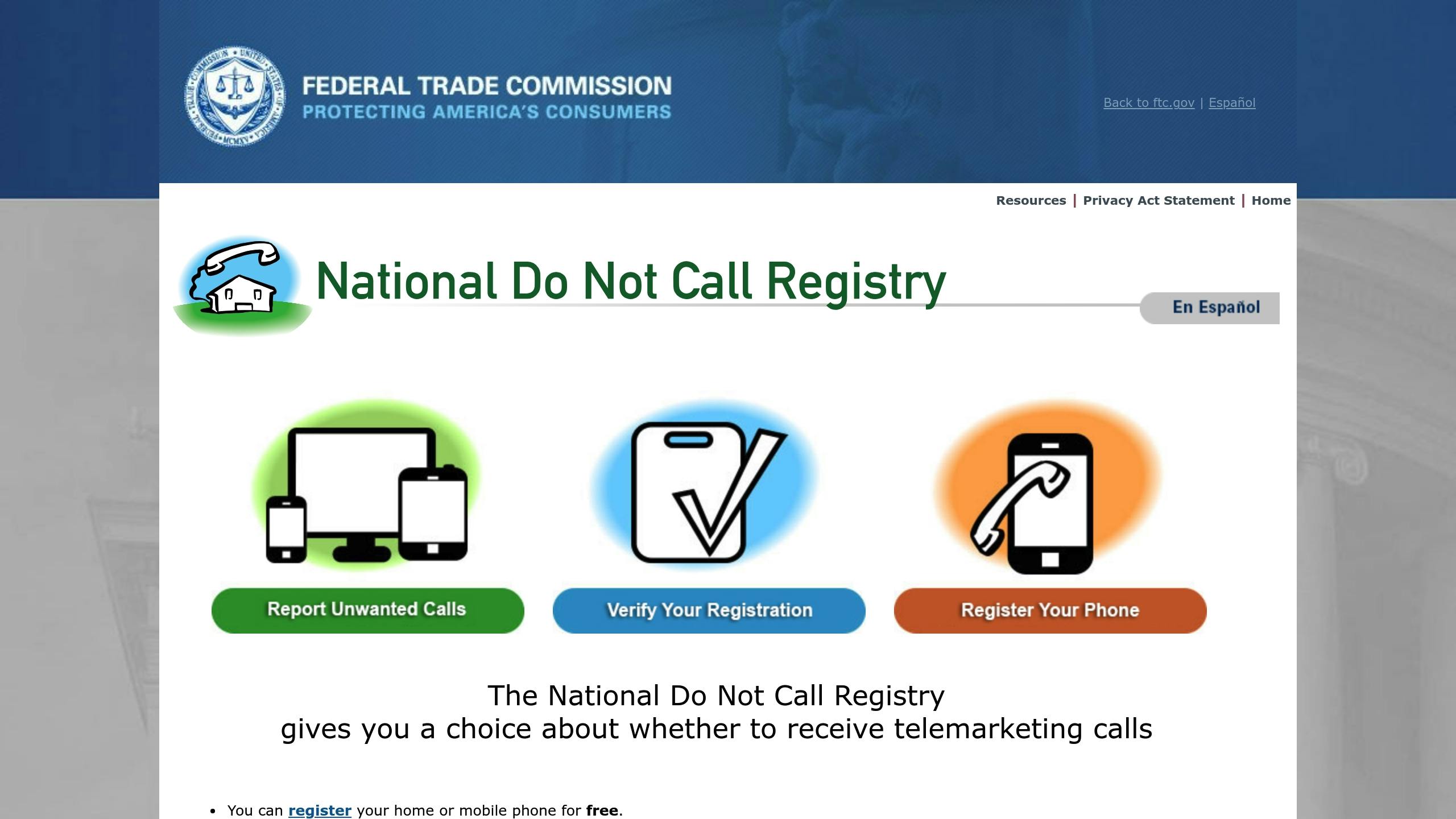 Do Not Call Registry