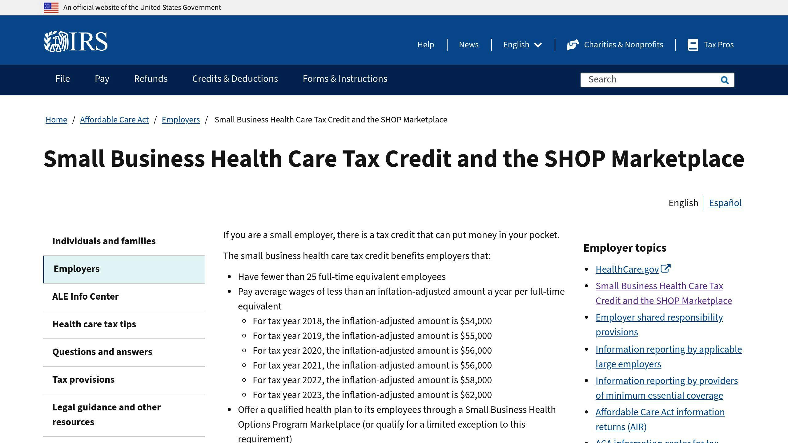 Small Business Health Care Tax Credit