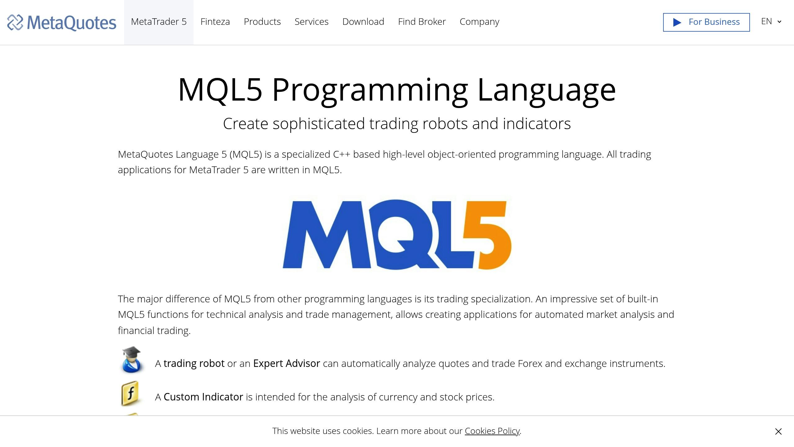 MQL tutorial screenshot
