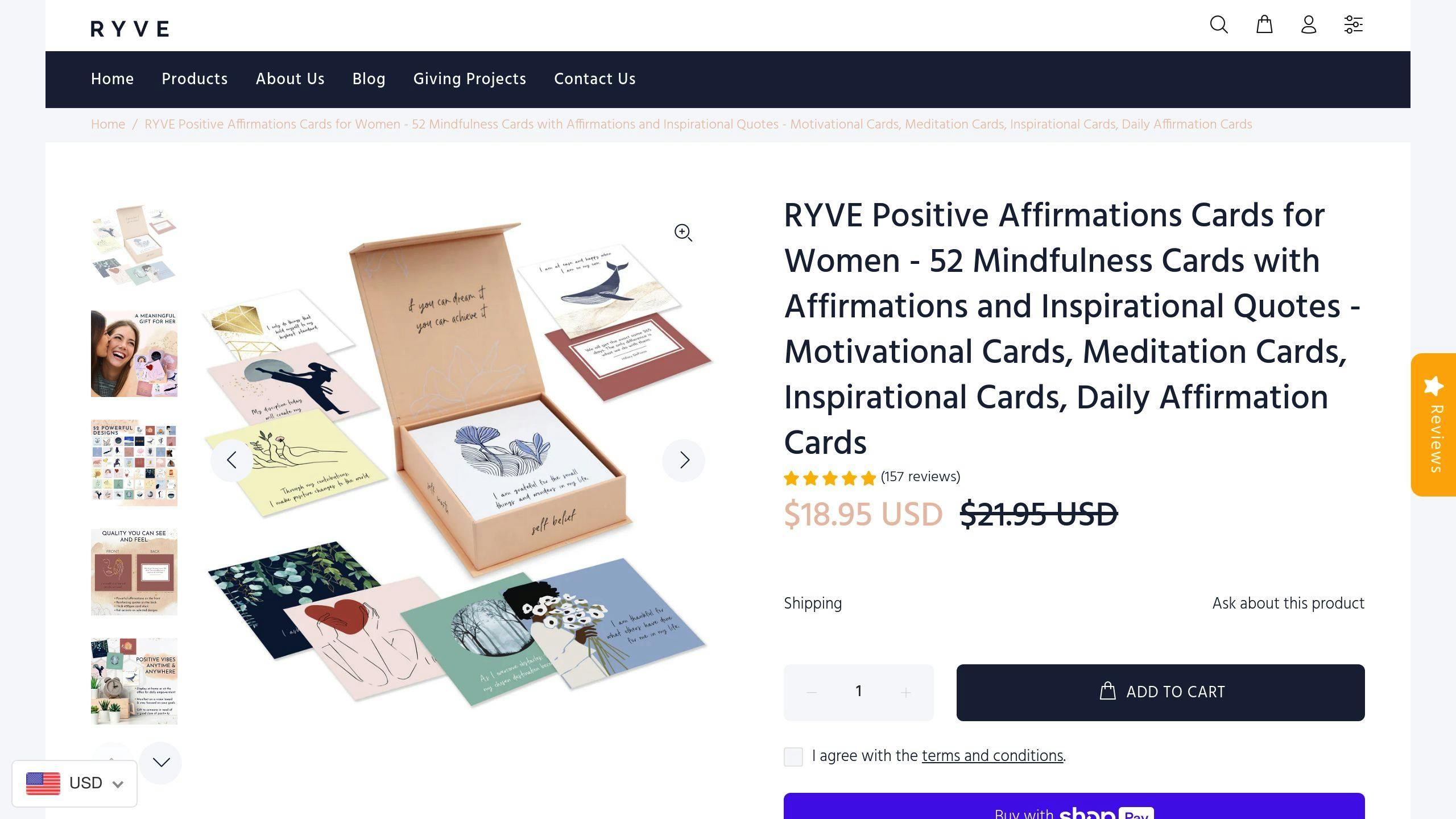 RYVE Positive Affirmations Cards for Women