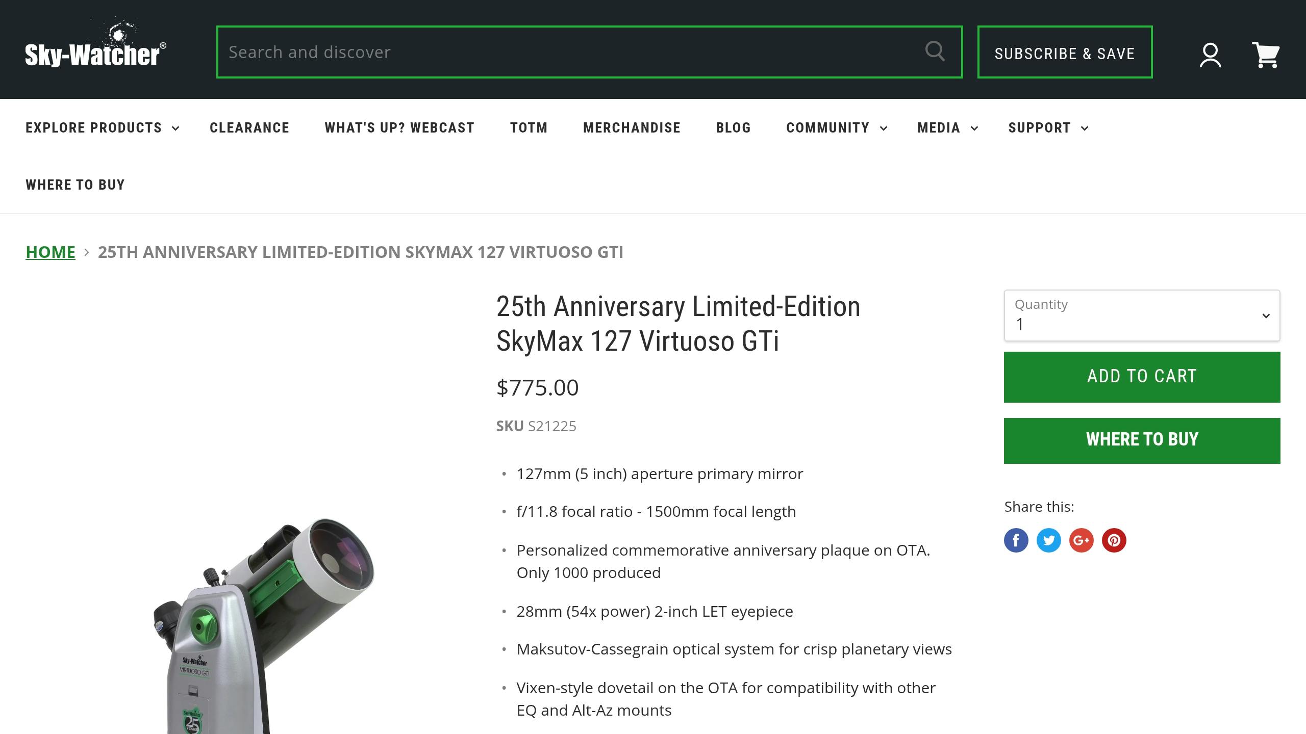 Sky-Watcher Skymax-127 Virtuoso GTi