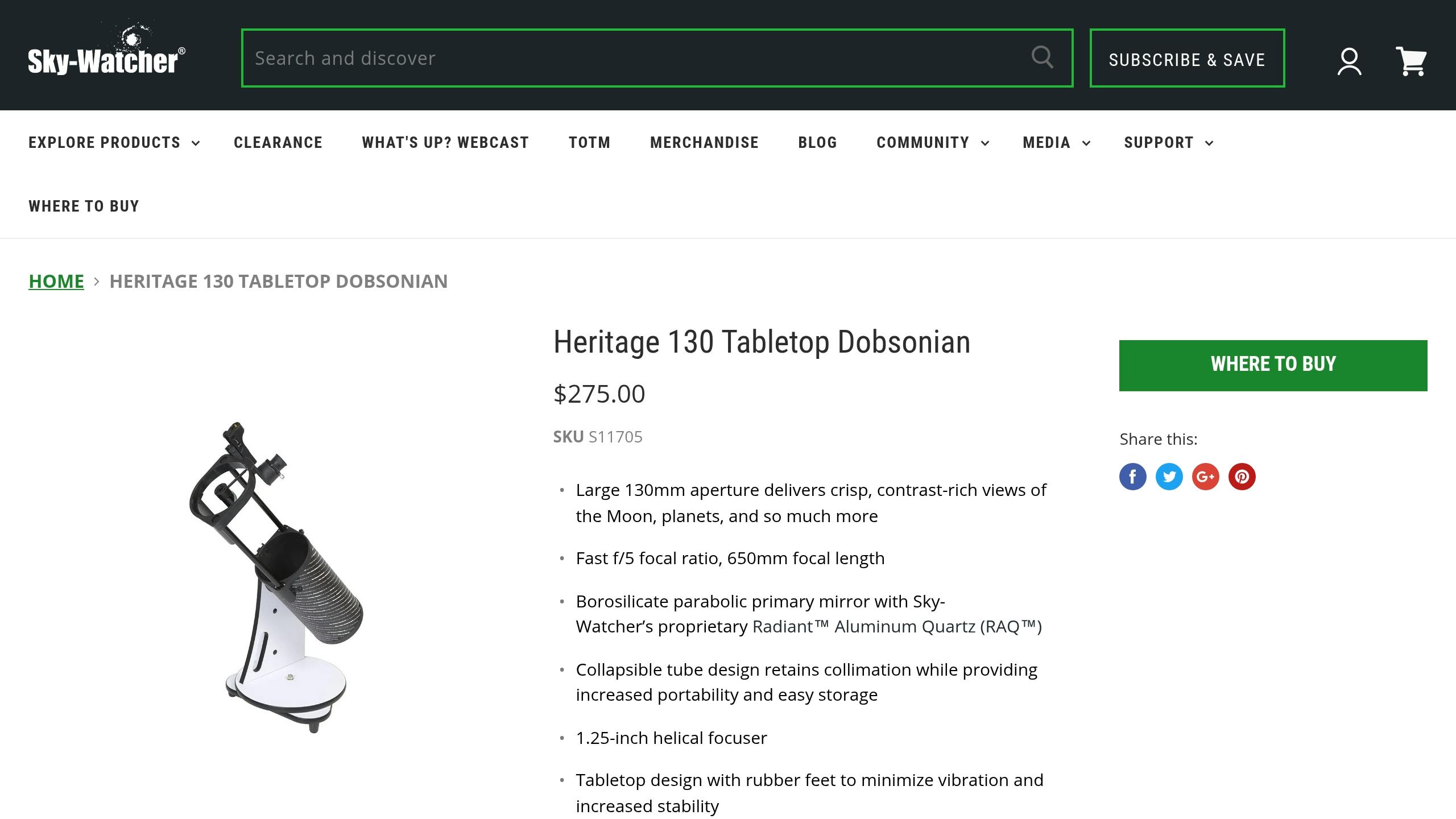 Sky-Watcher Heritage 130P