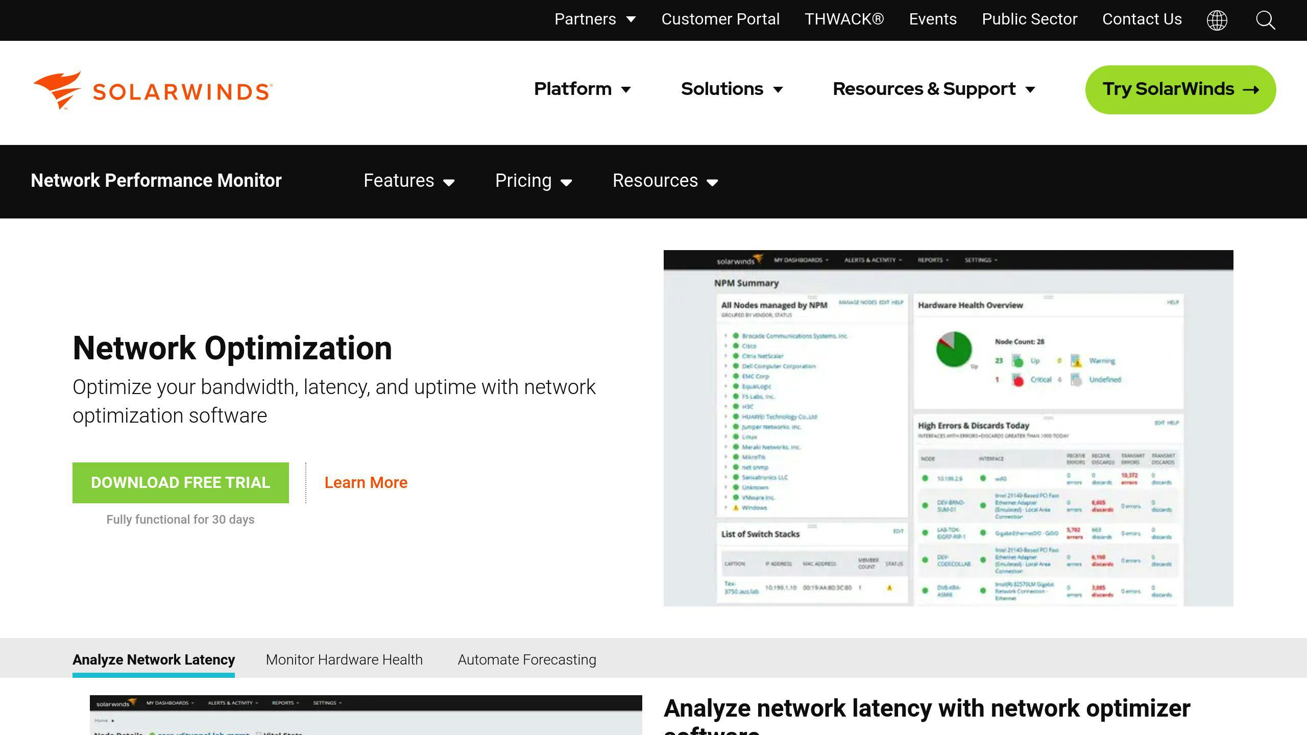 SolarWinds Network Optimizer