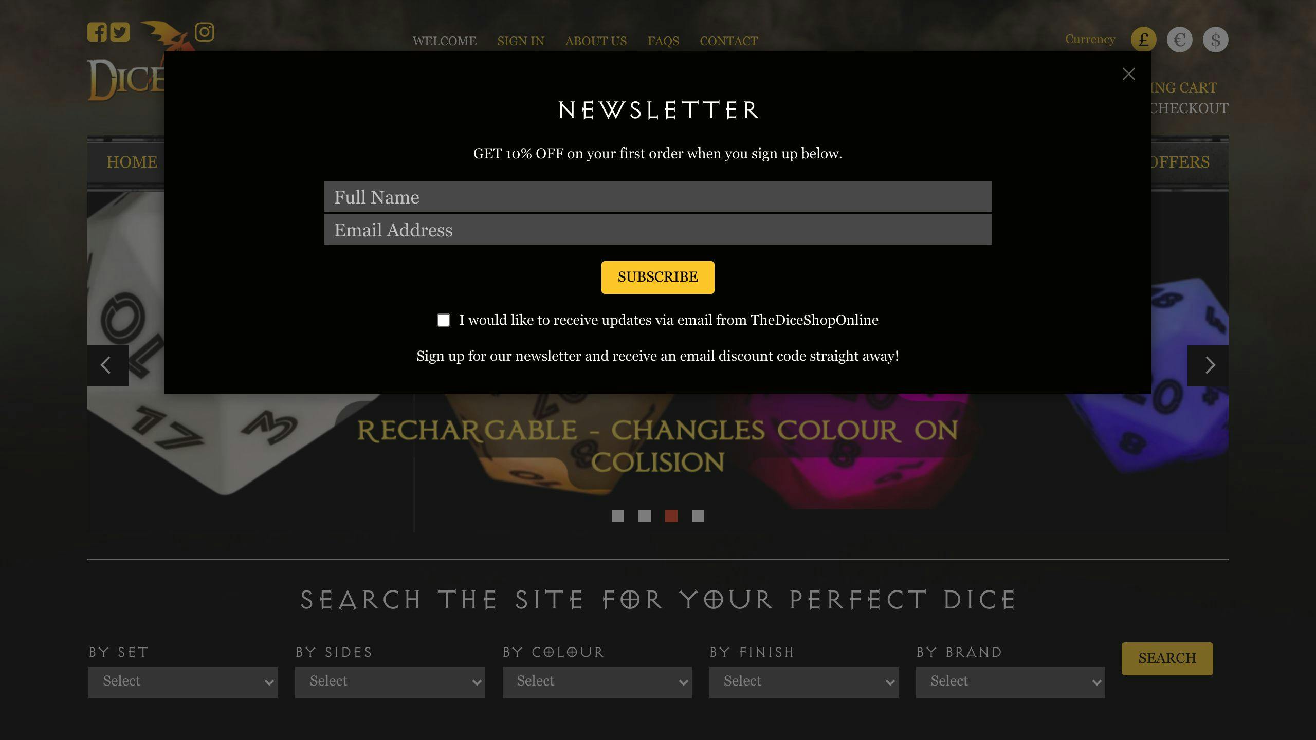 The Dice Shop Online