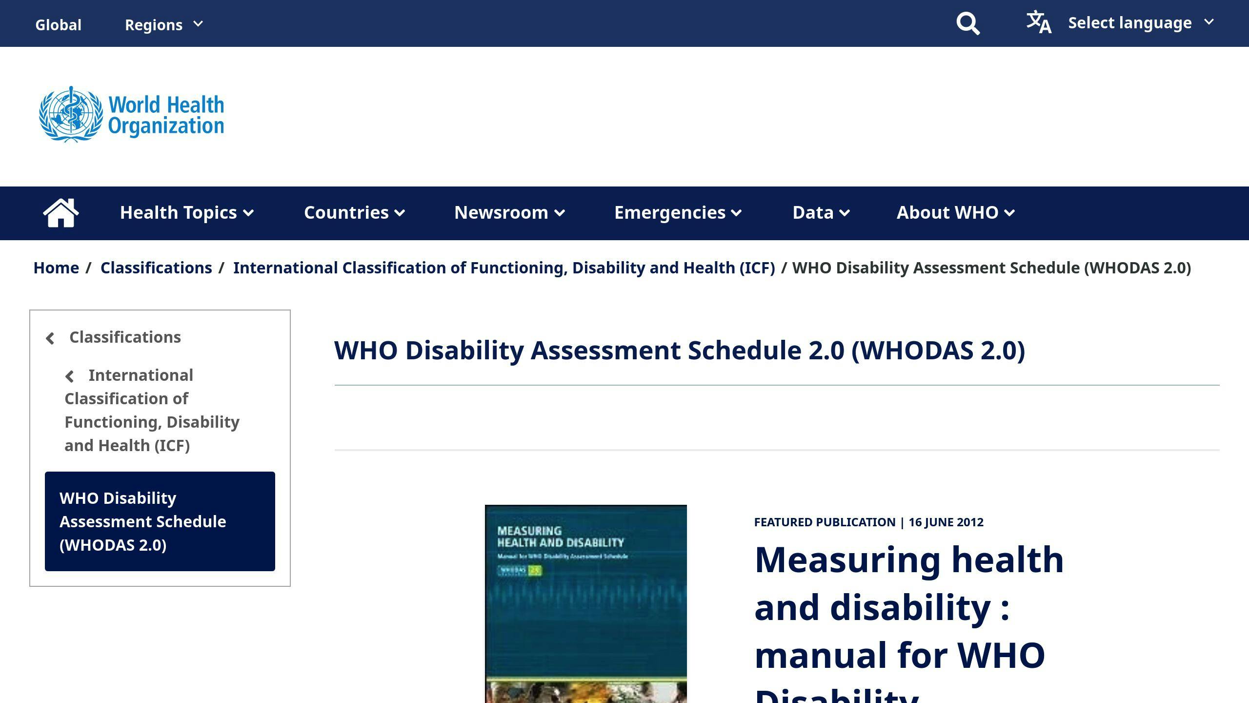 WHO Disability Assessment Schedule